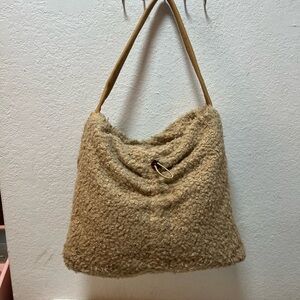 STAUD Textured Beige Shoulder Bag